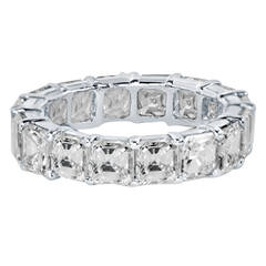 6.59 Carat Asscher Cut Diamonds Platinum Eternity Band Ring