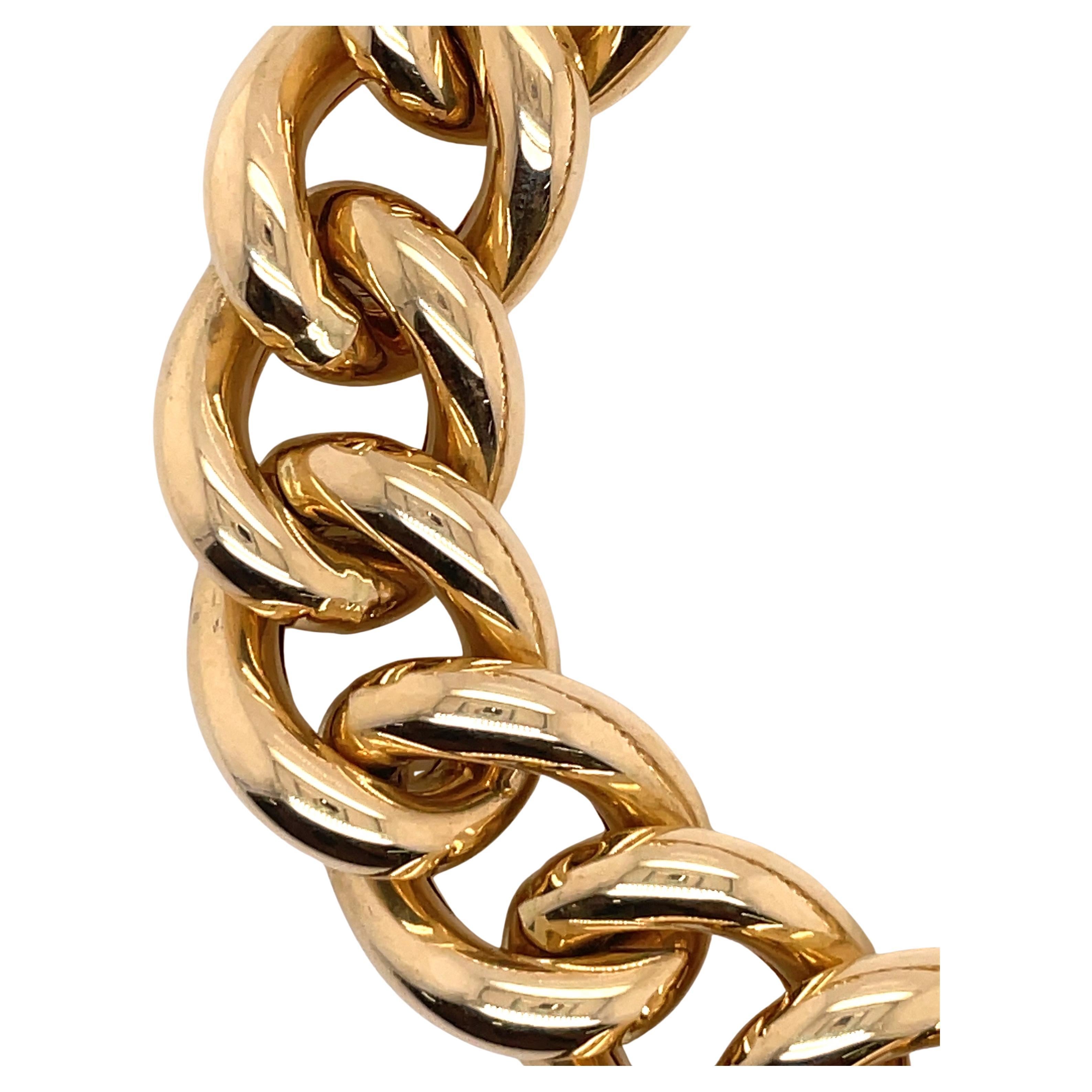 Bracciale A Link in oro giallo 14 carati lucido 34,1 grammi in vendita 3