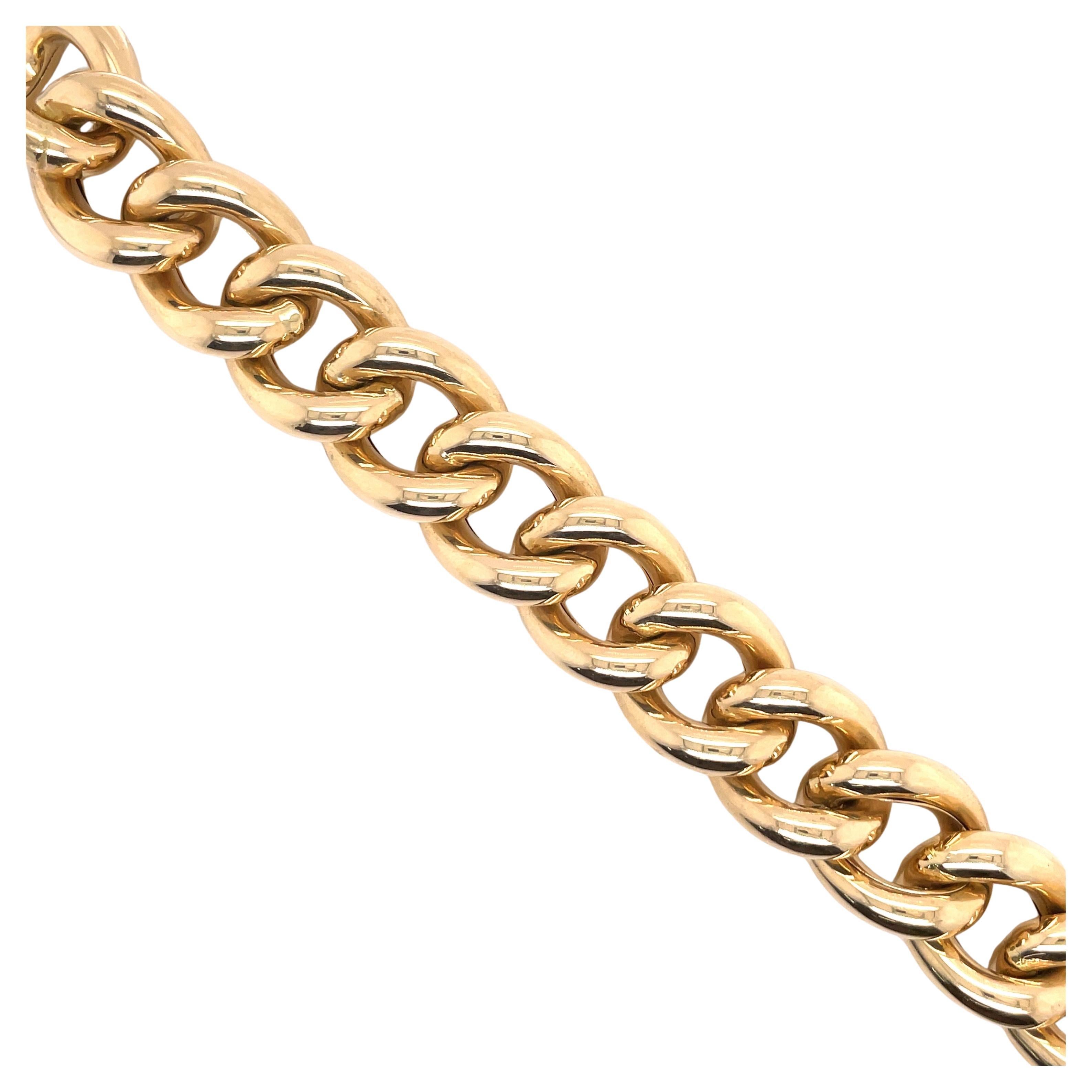 14 Karat Yellow Gold High Polished Link Bracelet 34.1 Grams For Sale 2