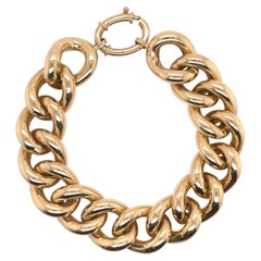 14 Karat Yellow Gold High Polished Link Bracelet 34.1 Grams