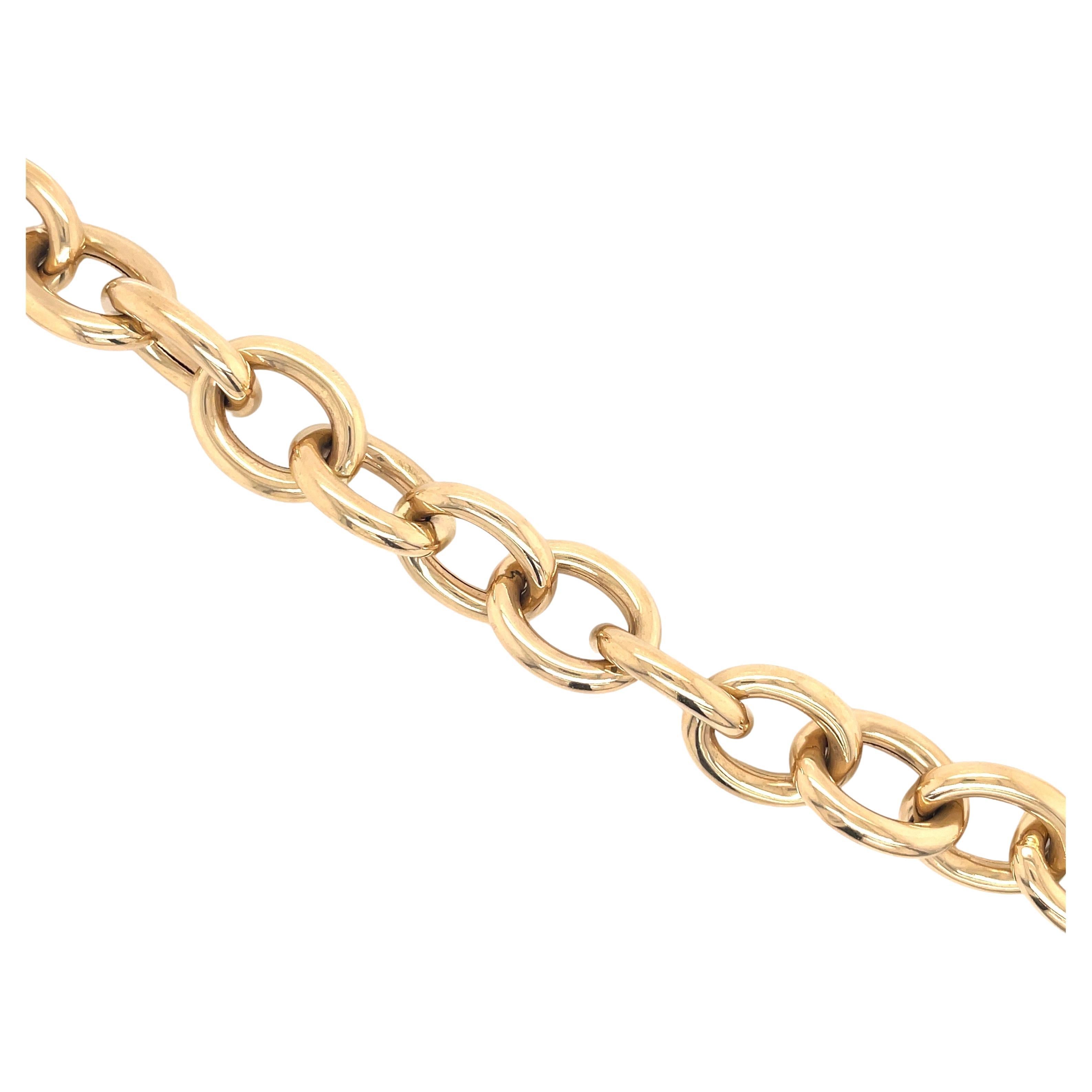 14 Karat Yellow Gold High Polished Oval Link Bracelet 20.43 Grams For Sale 5