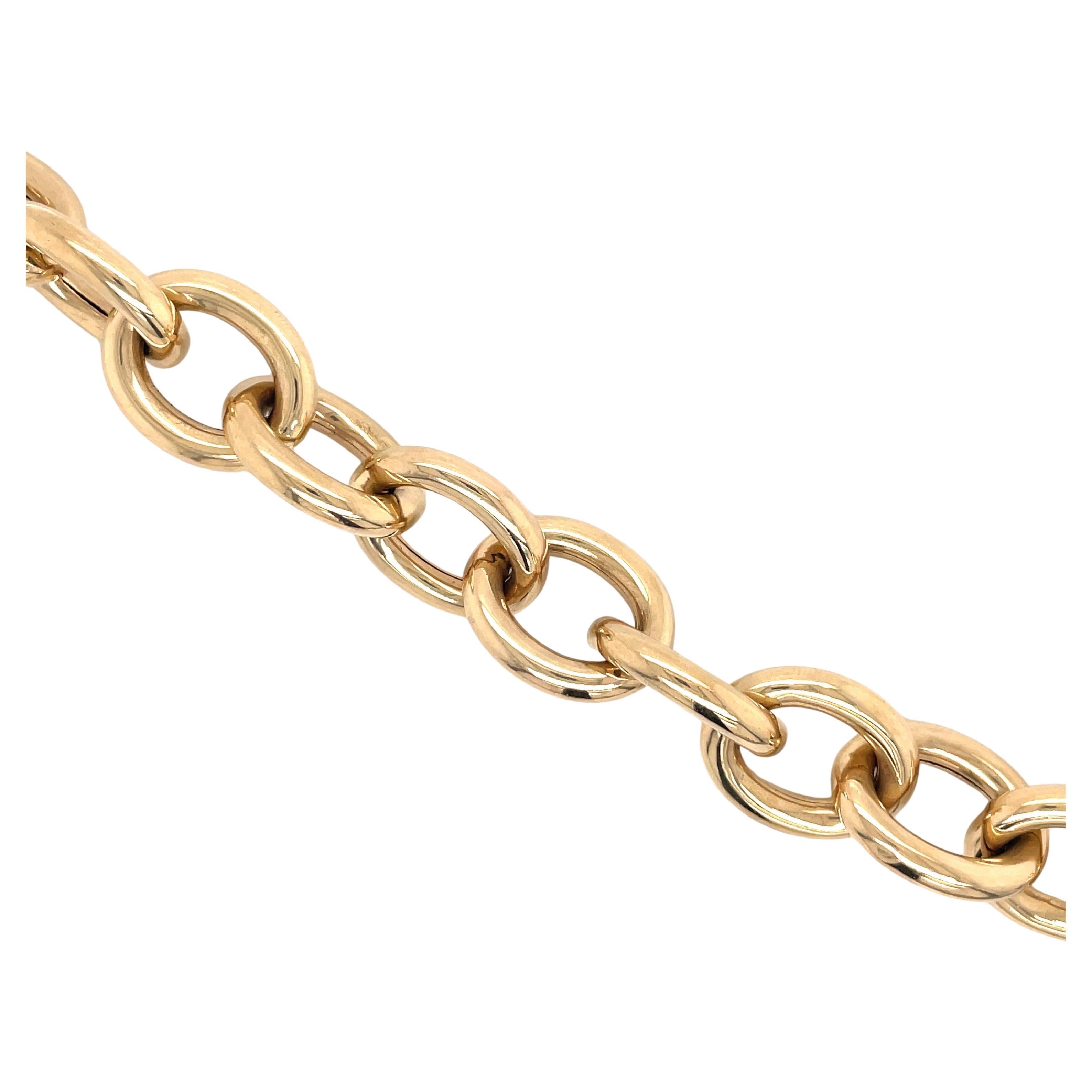 14 Karat Yellow Gold High Polished Oval Link Bracelet 20.43 Grams For Sale 3