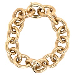 14 Karat Yellow Gold High Polished Oval Link Bracelet 20.43 Grams