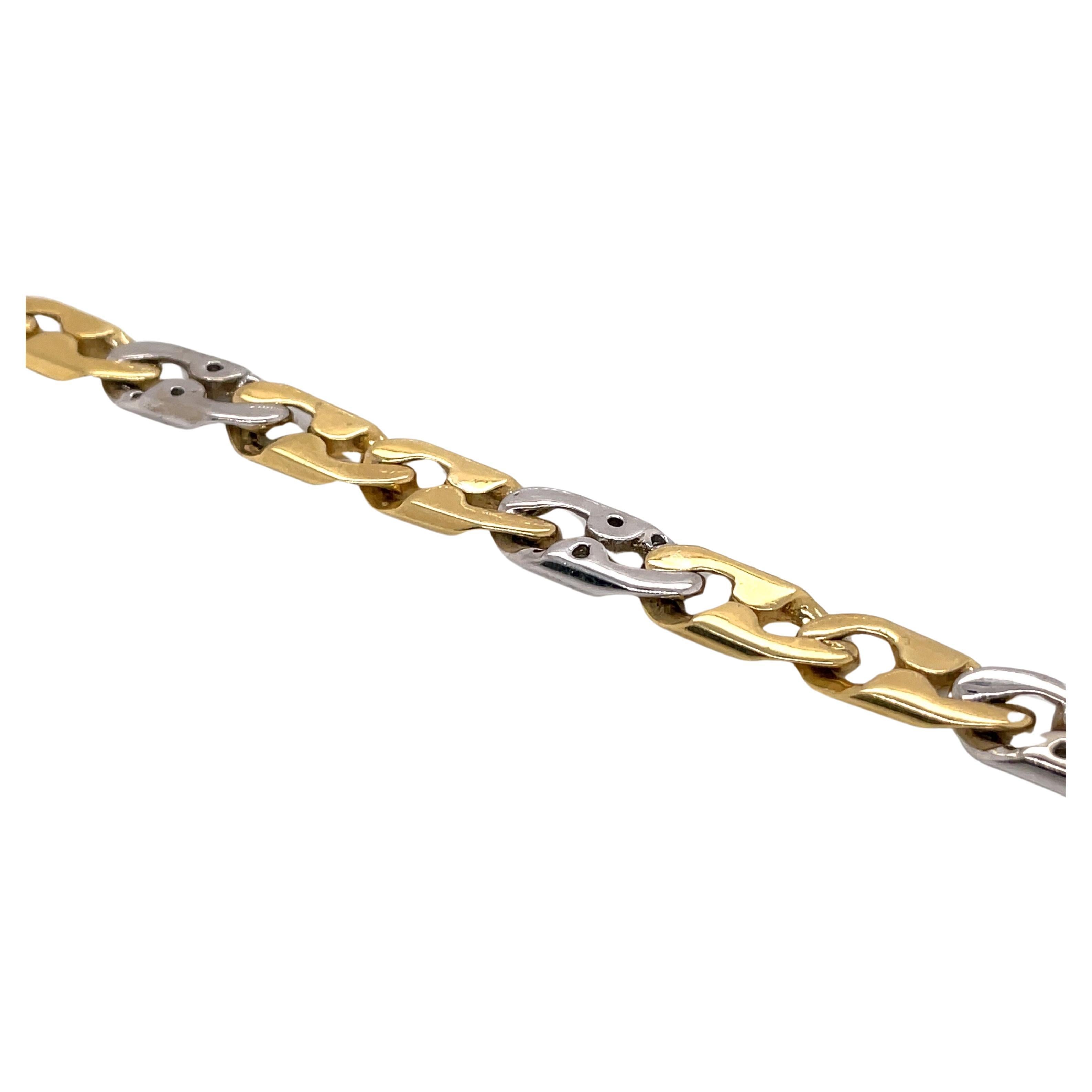 18 Karat Two Tone Yellow White Gold Diamond Link Bracelet 0.60 Carats 25 Grams For Sale 1