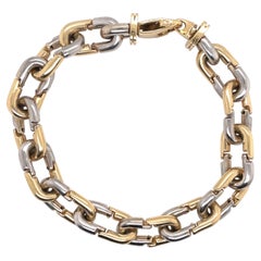 Bracciale A Link in oro giallo e bianco bicolore 14 carati 27,4 grammi Made in Italy