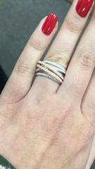 Diamond Two-Tone Cross over Fashion Gold Ring