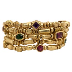 Seidengang Bracelet à cinq rangées de perles en or jaune 18 carats 71,8 grammes