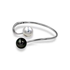 South Sea and Tahitian Pearl Gold Bangle Bracelet