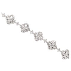 18 Karat White Gold Diamond Floral Tennis Bracelet 6.55 Carats 15 Grams