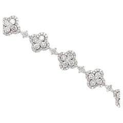 18 Karat White Gold Diamond Floral Tennis Bracelet 6.55 Carats 15 Grams