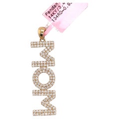 Diamond MOM Boxed Pendant 14 Karat Yellow Gold 0.95 Carats 3.4 Grams