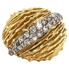 Bague dôme en or jaune 18 carats avec diamants de 0,60 carat, 17,1 grammes