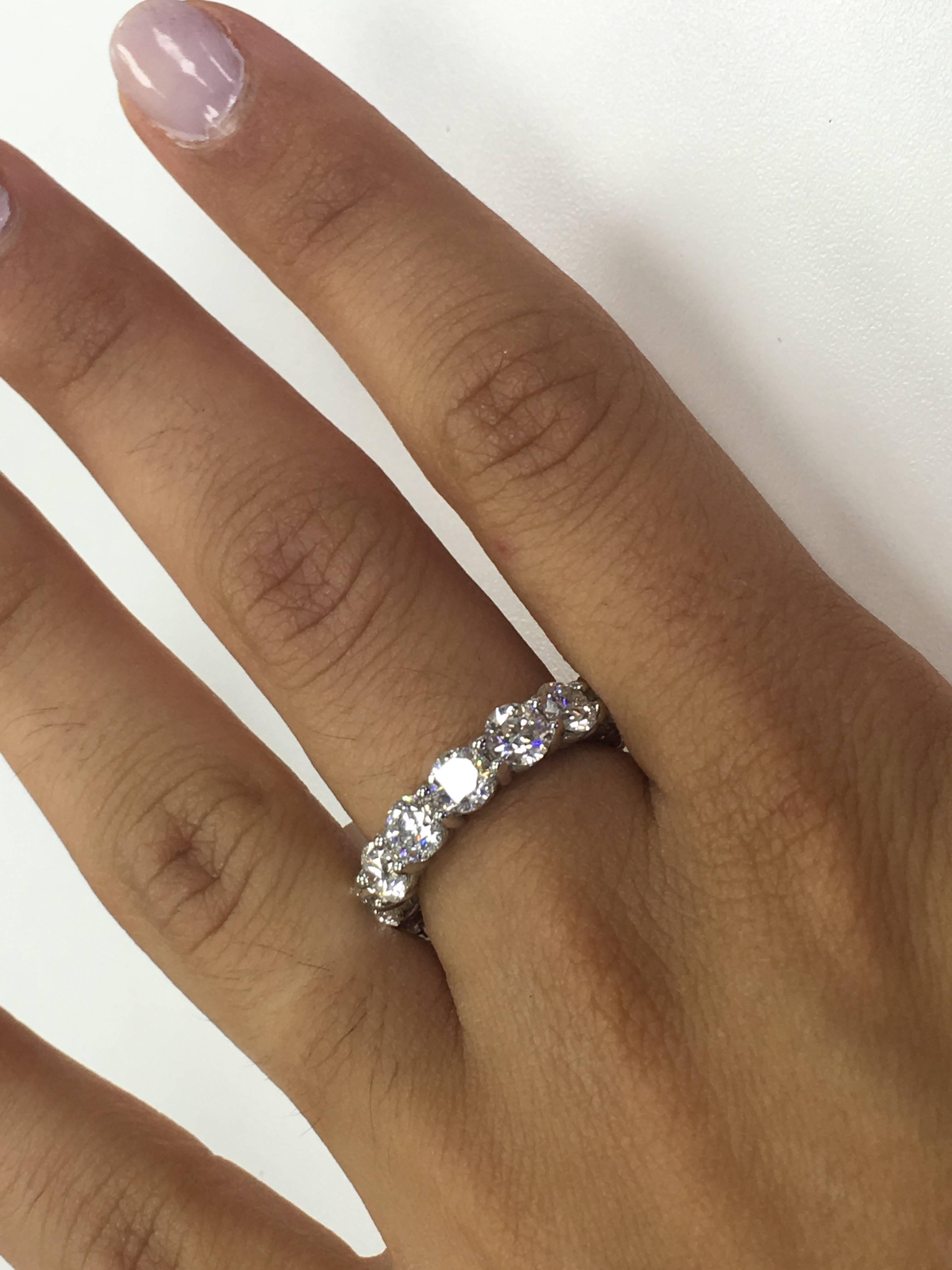 5.60 Carat Diamonds Platinum Eternity Band Ring In New Condition In New York, NY