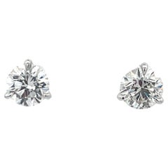 GIA Certified Diamond Stud Earrings 2.02 Carats G-H SI2 18 Karat White Gold 