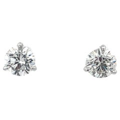 GIA Certified Diamond Stud Earrings 2.02 Carats G-H SI2 18 Karat White Gold