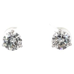 Clous d'oreilles en or blanc 18 carats avec diamants certifiés GIA de 2,10 carats G-H SI1-2