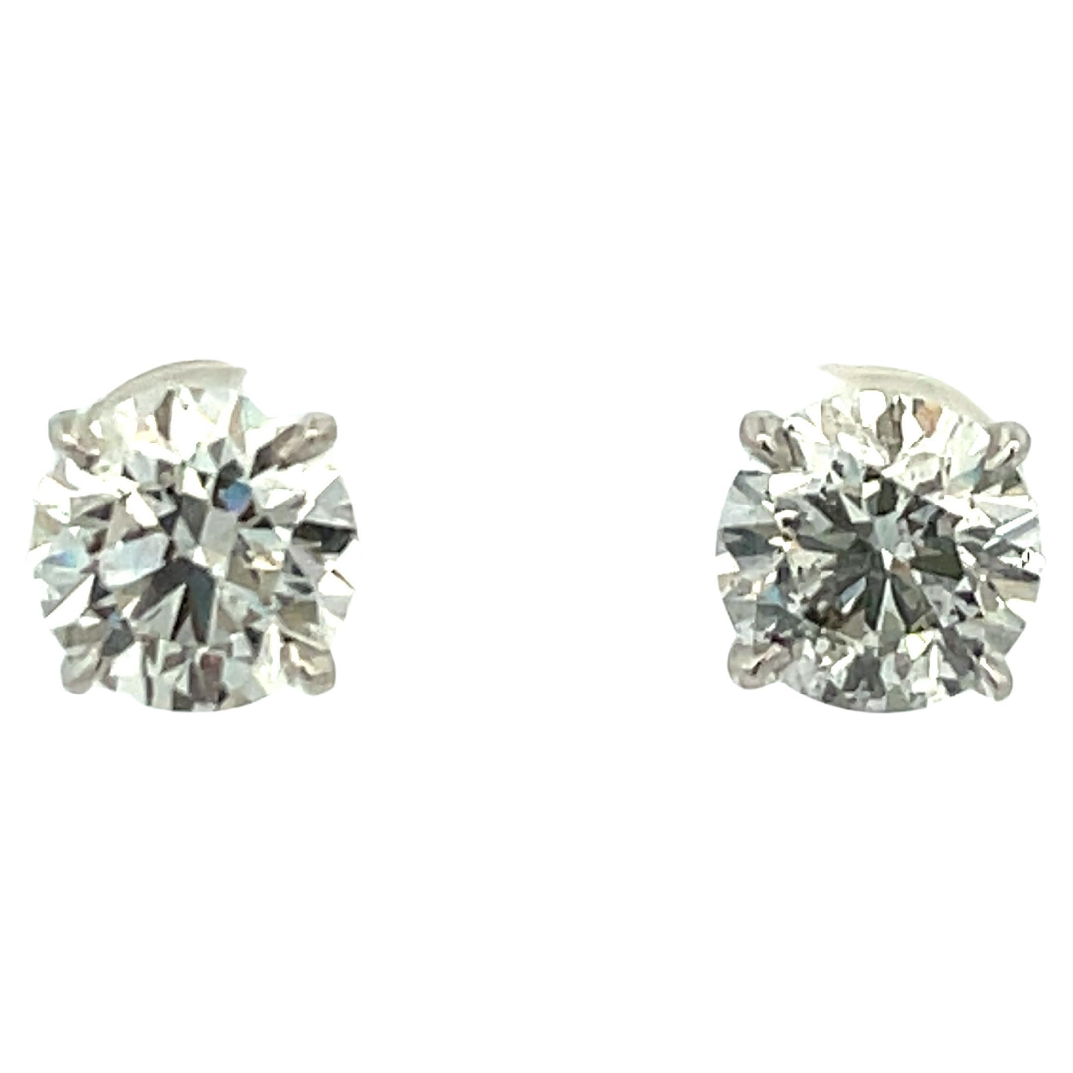GIA Certified Diamond Stud Earrings 4.03 Carats G I1 18 Karat White Gold For Sale