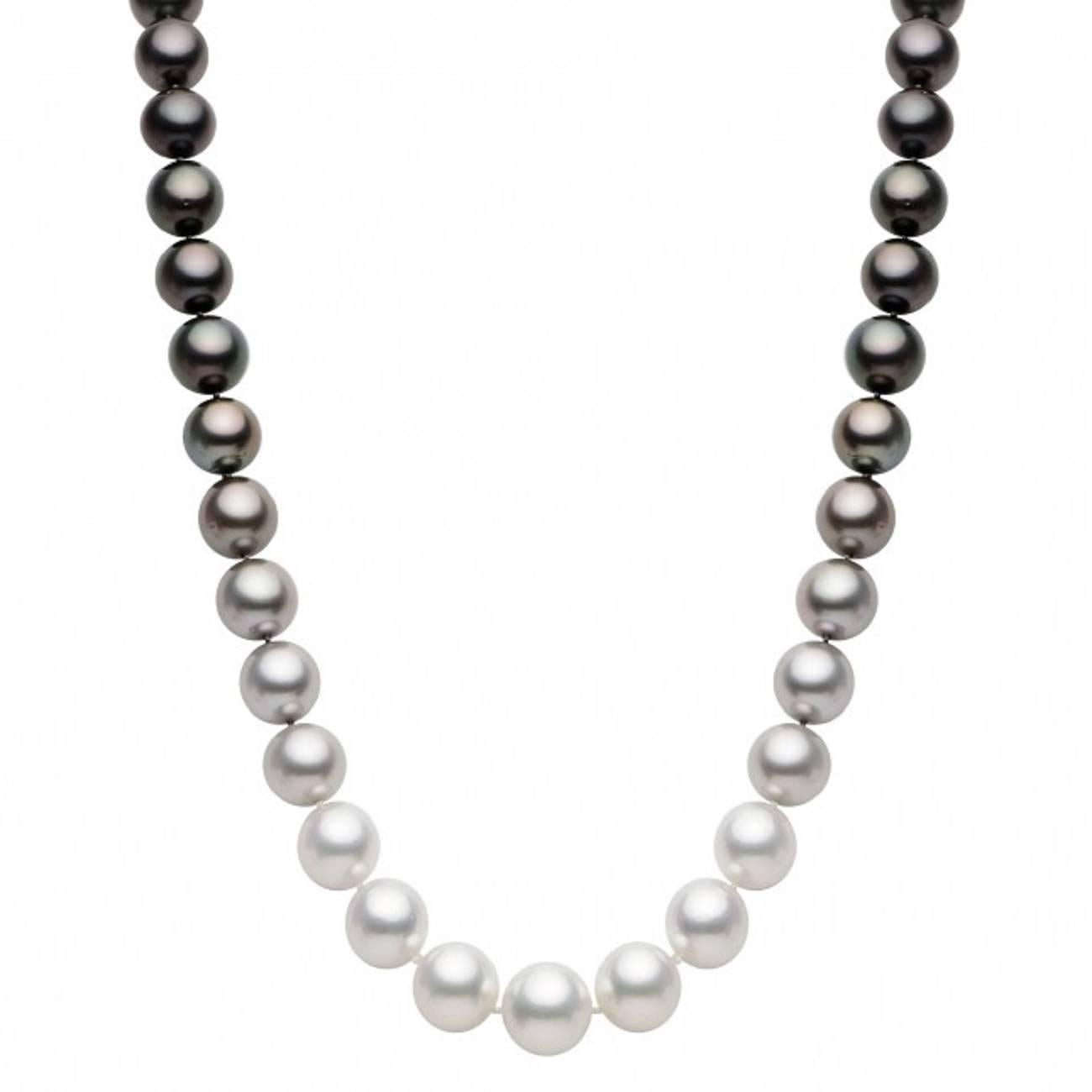  
Pearl Size	12-14mm
Nature	South Sea/Tahitian Cultured Pearl
Pearl Quality	AA
Pearl Shape	Round
Luster	AA, Excellent
Nacre	Very Thick
Jewelry Style	Necklace
14 K Scattered Diamond Clasp
18 " long
