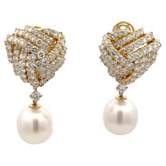 Vintage Day & Night Diamond Cluster Earrings 10 Carats 18KT Yellow Gold 15-16 MM