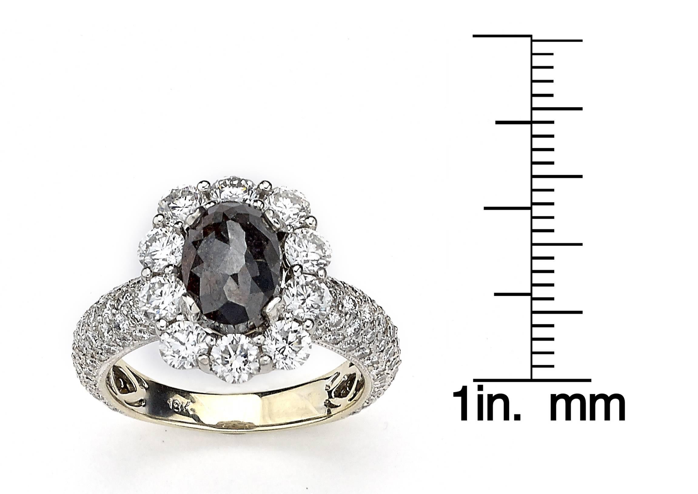 Contemporary Noir Rough Black Oval Diamond Ring