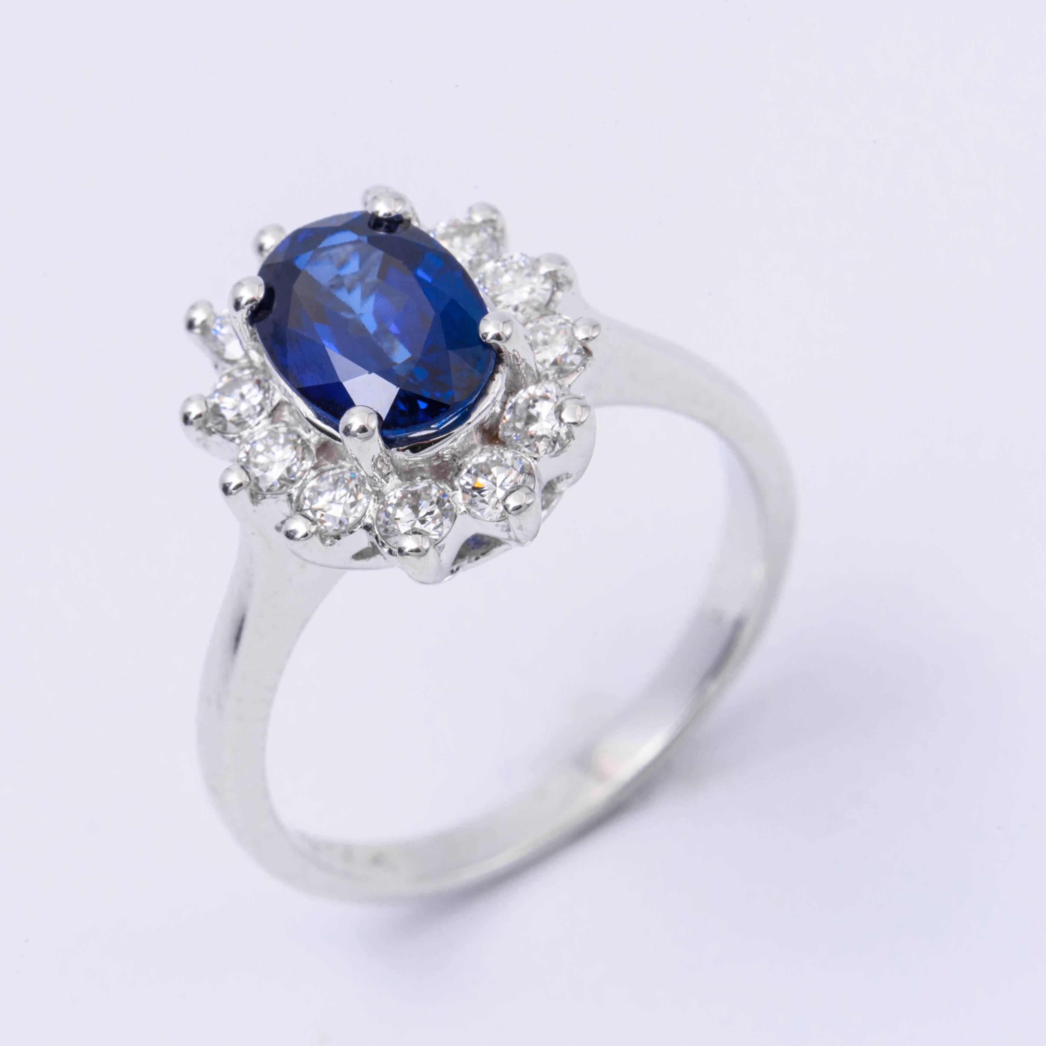Contemporary Oval Sapphire and Diamond Engagement Ring 1.79 Carat