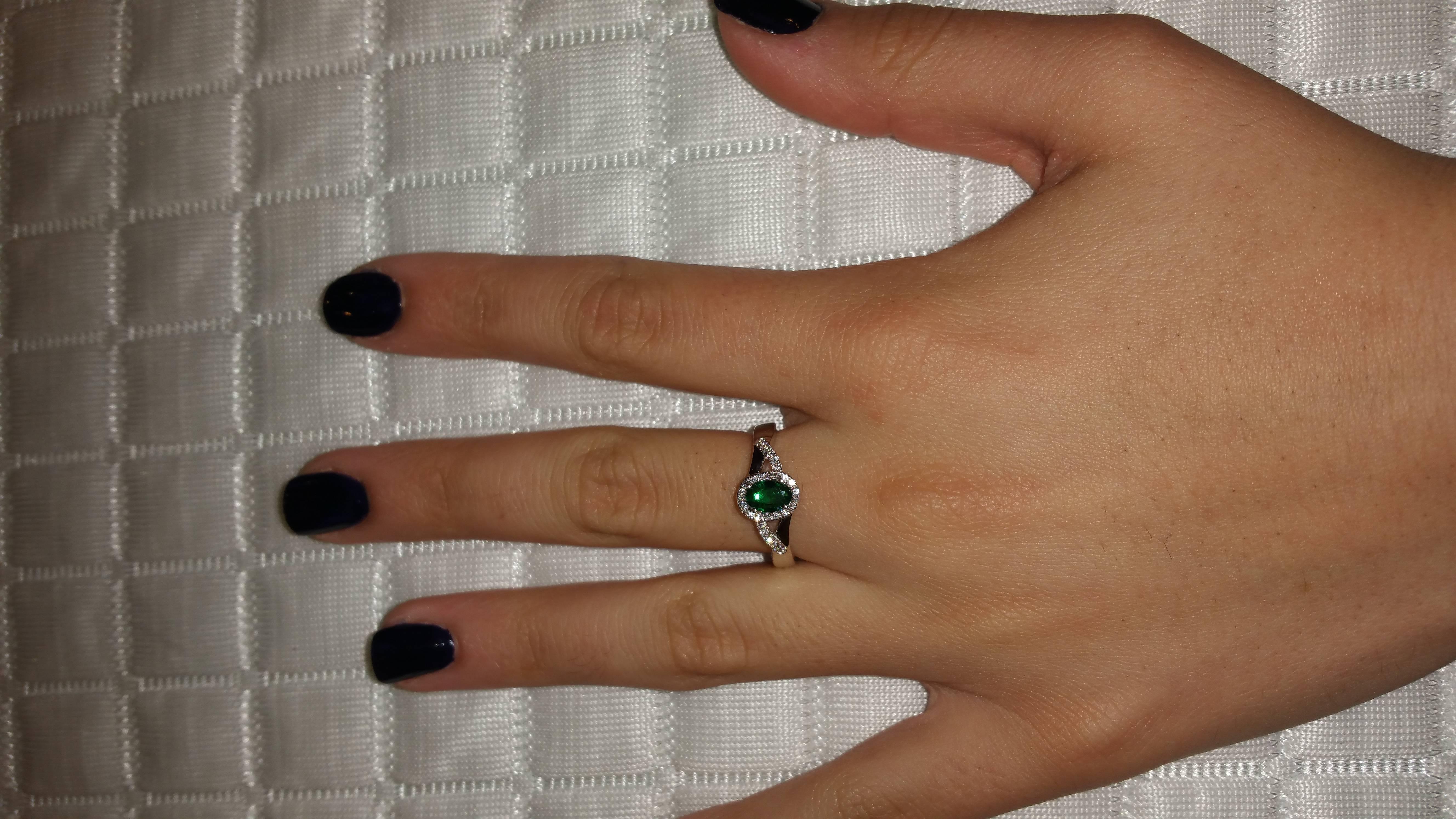 Emerald and Diamond Halo Engagement Ring 2
