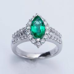 Marquise Shape Zambian Emerald Diamond Gold Cocktail Engagement Ring
