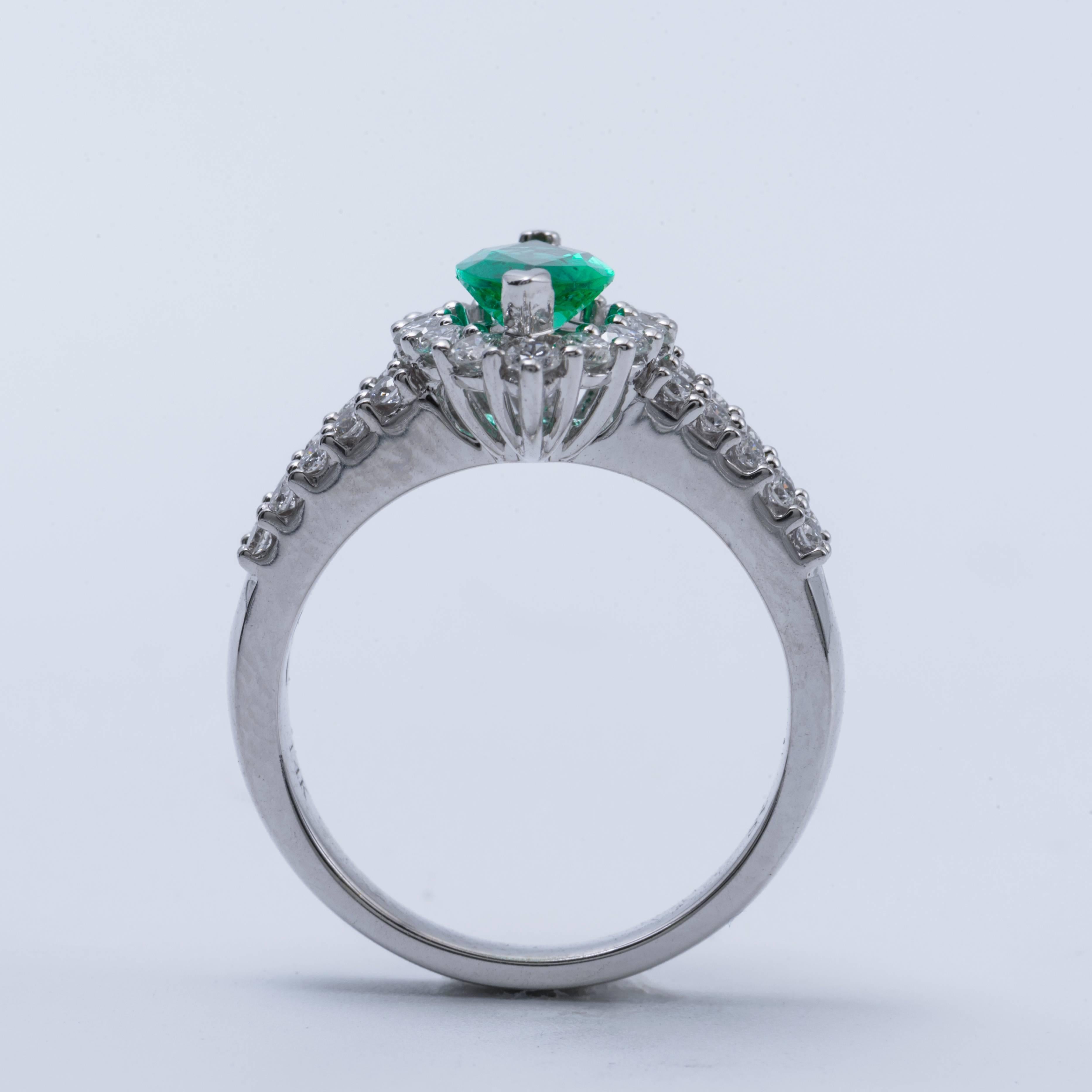 Marquise Shape Zambian Emerald Diamond Gold Cocktail Engagement Ring In New Condition In New York, NY