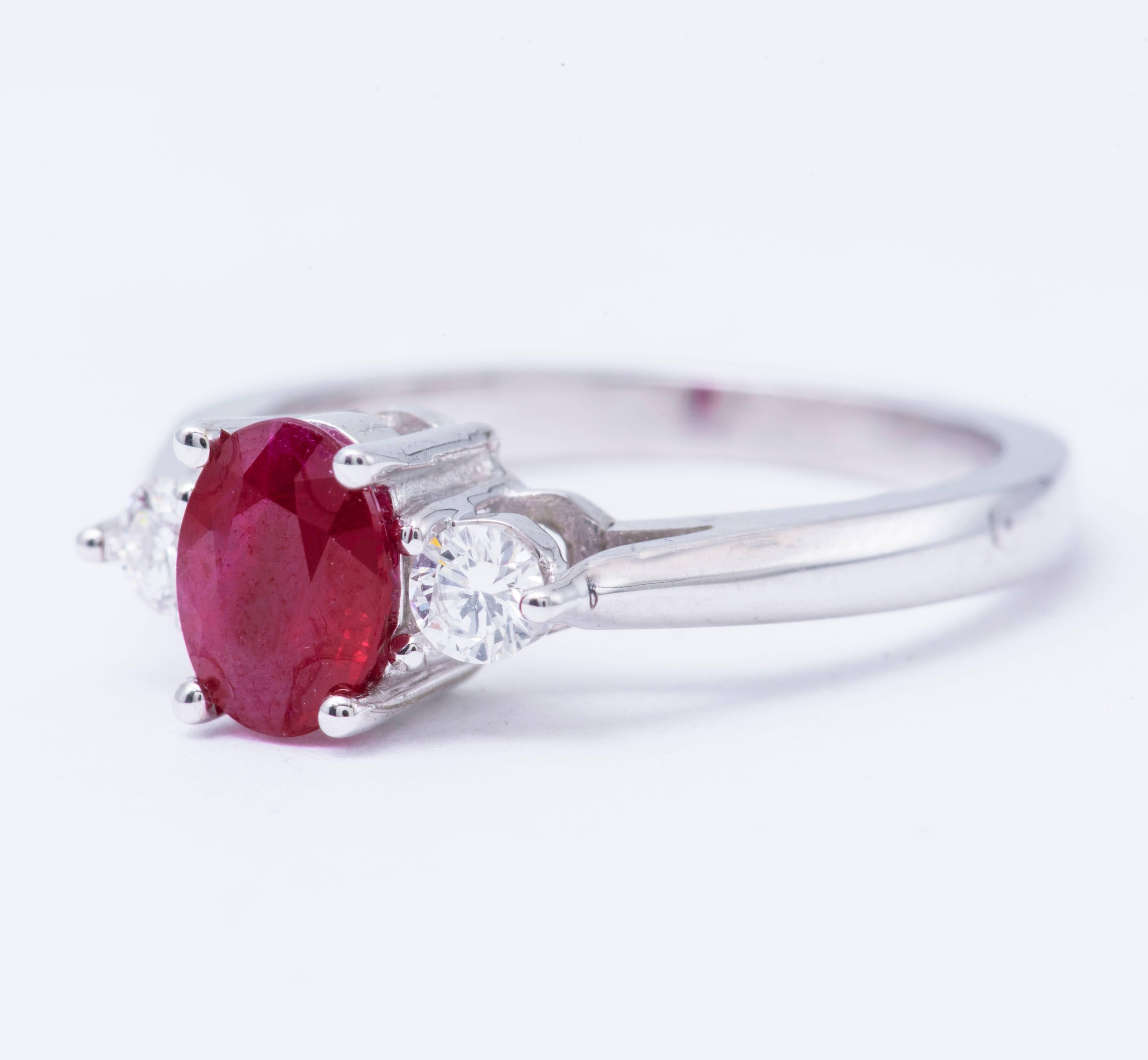 ruby and diamond three stone ring
