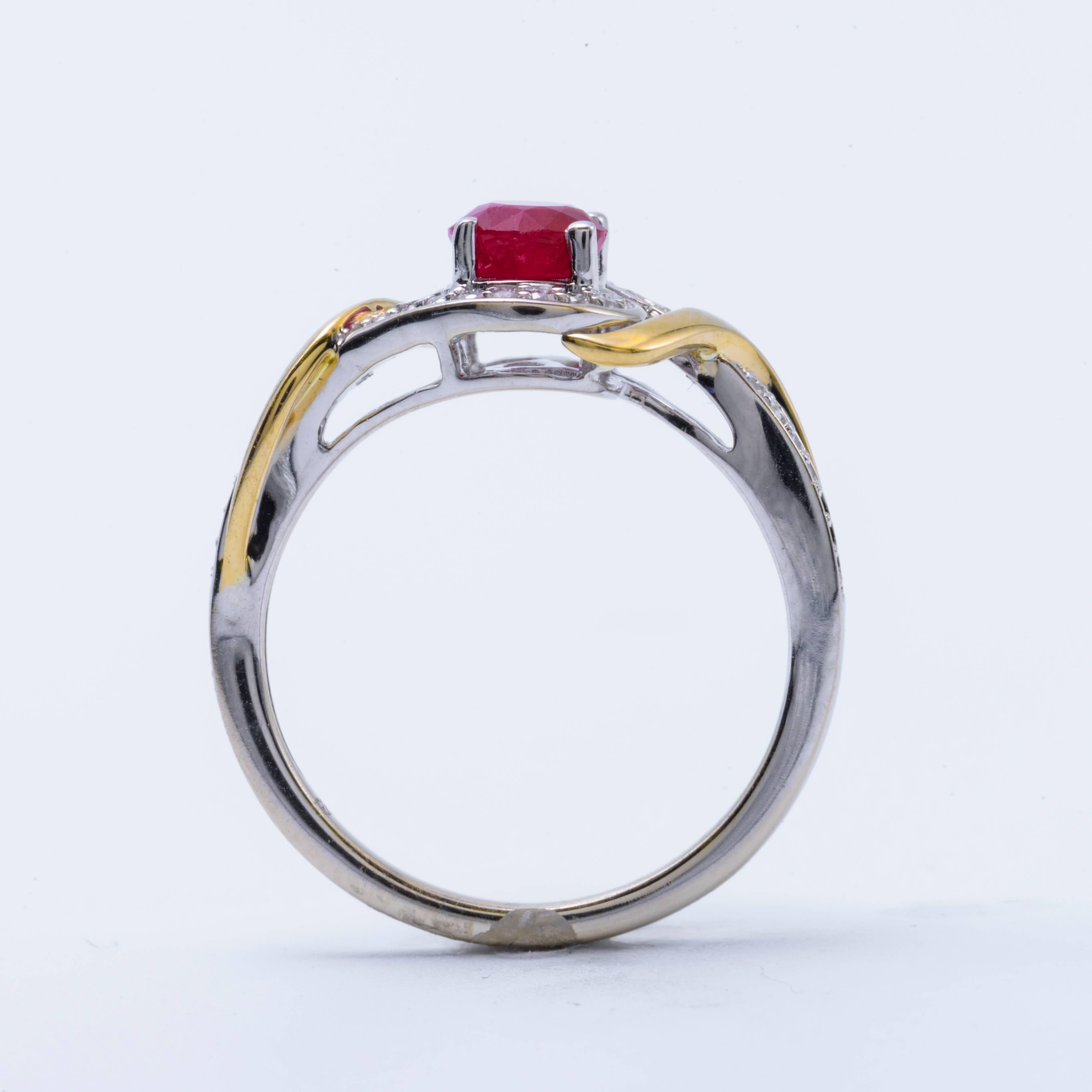 Women's Ruby and Diamonds Two-Tone Gold Engagement Cocktail Ring