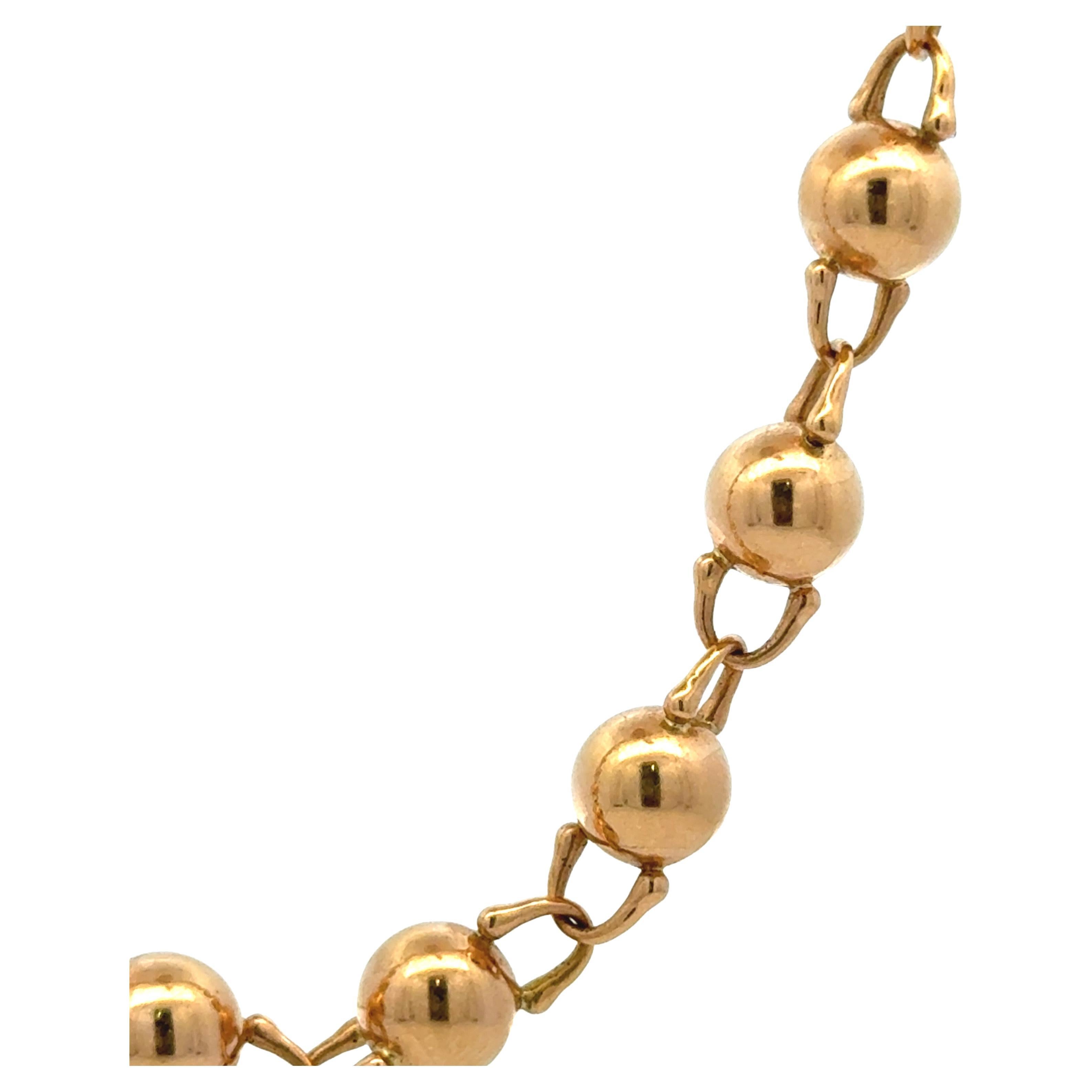 Contemporaneo Collana con sfere di perline lucidate in oro giallo 18 carati da 52,5 grammi, 20 pollici in vendita