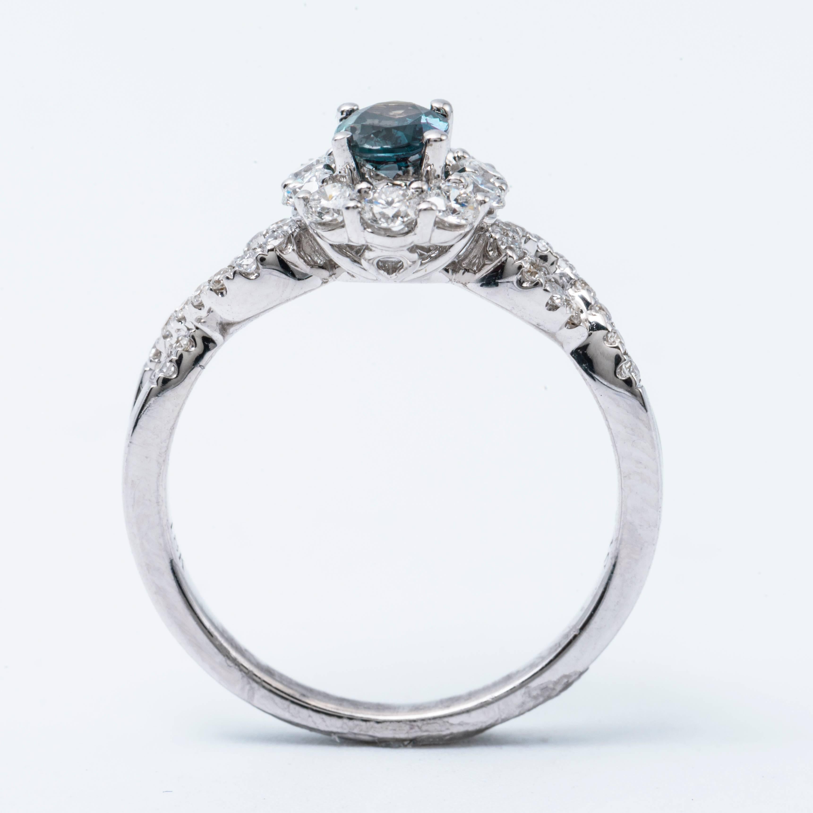 alexandrite halo engagement ring