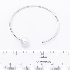 South Sea Pearl Diamond Open Bangle Bracelet 11-12 MM 0.06 Carats 18K White Gold