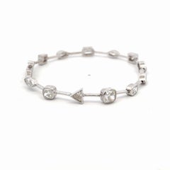 6.62 Carat Multi Shape Diamond Bezel-Set Tennis Bracelet in 18K White Gold
