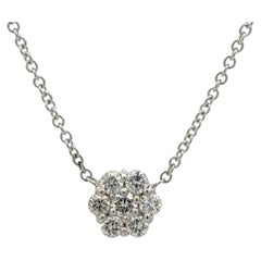 14K White Gold 0.65 Carat Diamond Cluster Adjustable Necklace