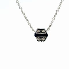 14K White Gold 0.65 Carat Diamond Cluster Adjustable Necklace
