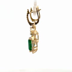 Zambian Emerald Diamond Drop Earrings in 18K Gold 7.96 Carats
