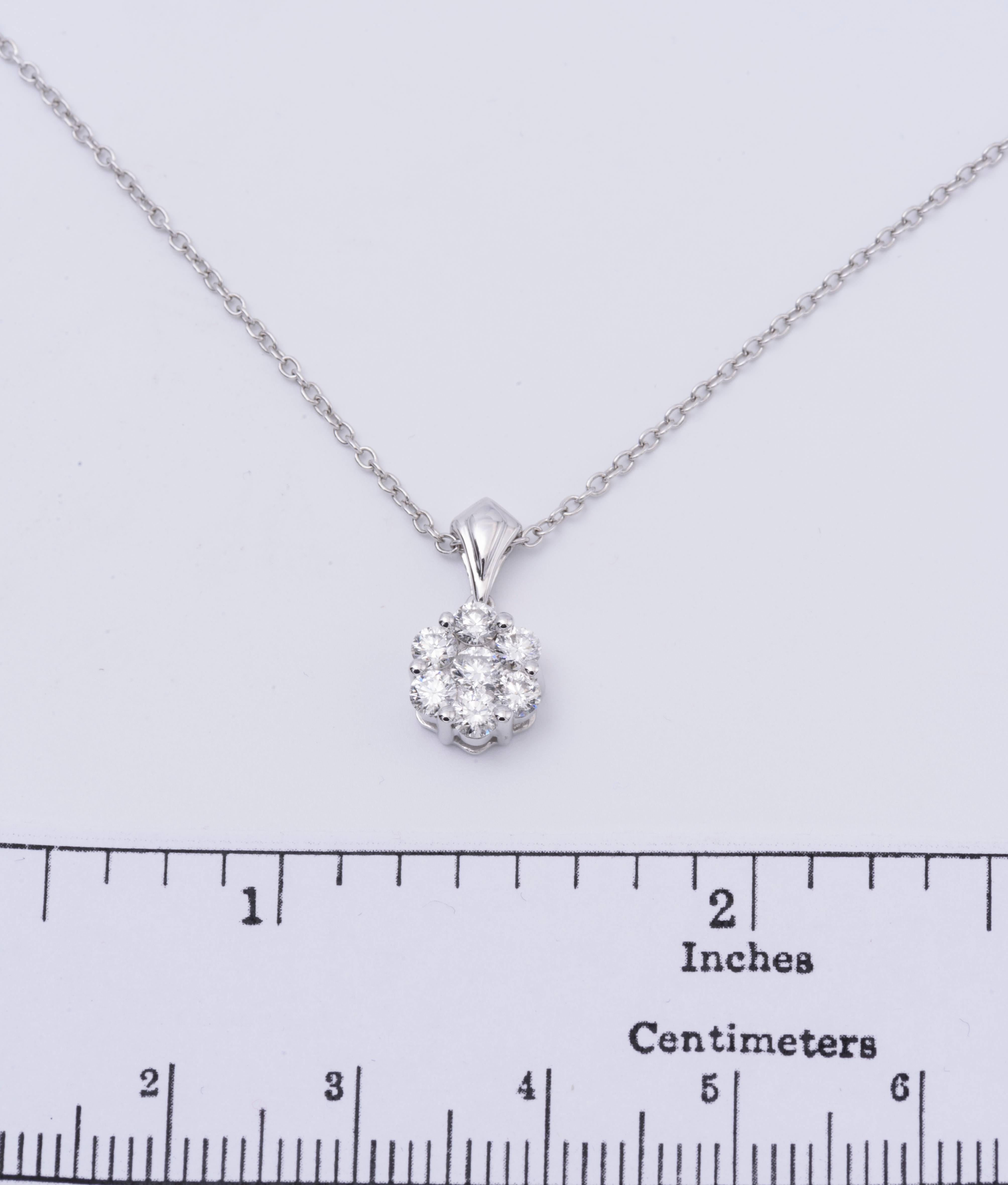 Contemporary Round Diamond Cluster Pendant 1.00 Carat