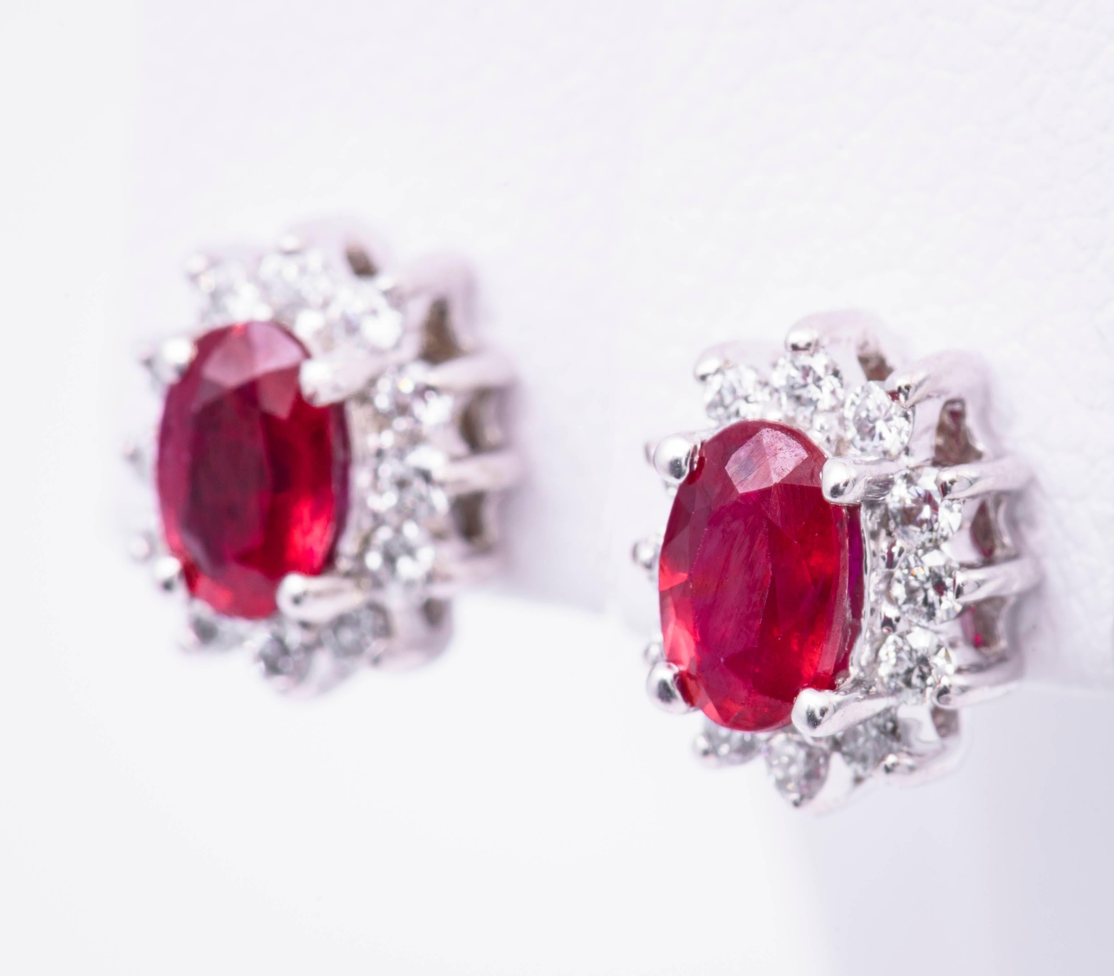 diamond studs with ruby