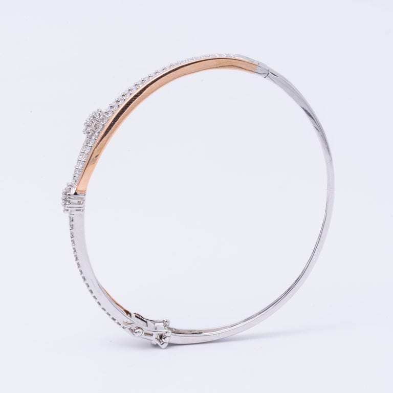 Quartz & Diamond Blackened Two-Tone Bangle