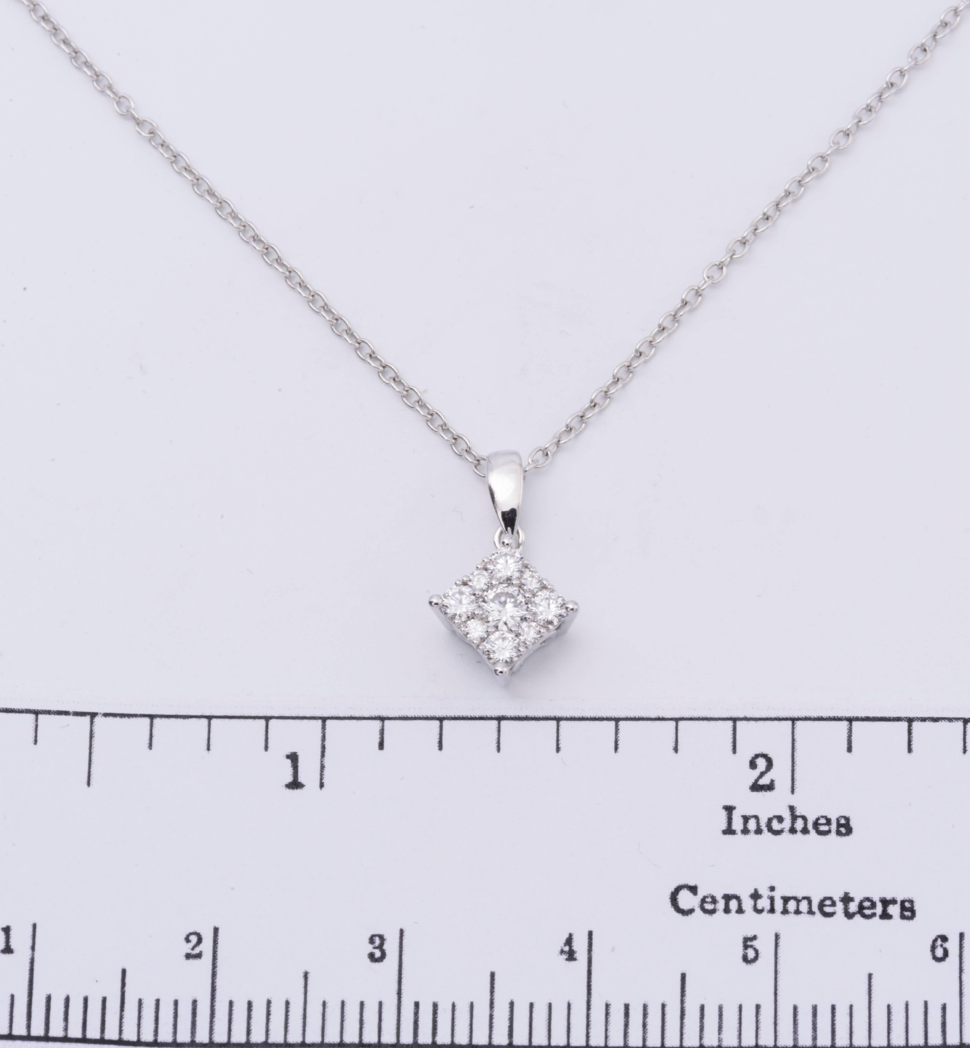Contemporary Diamond Cluster Pendant 0.52 Carat
