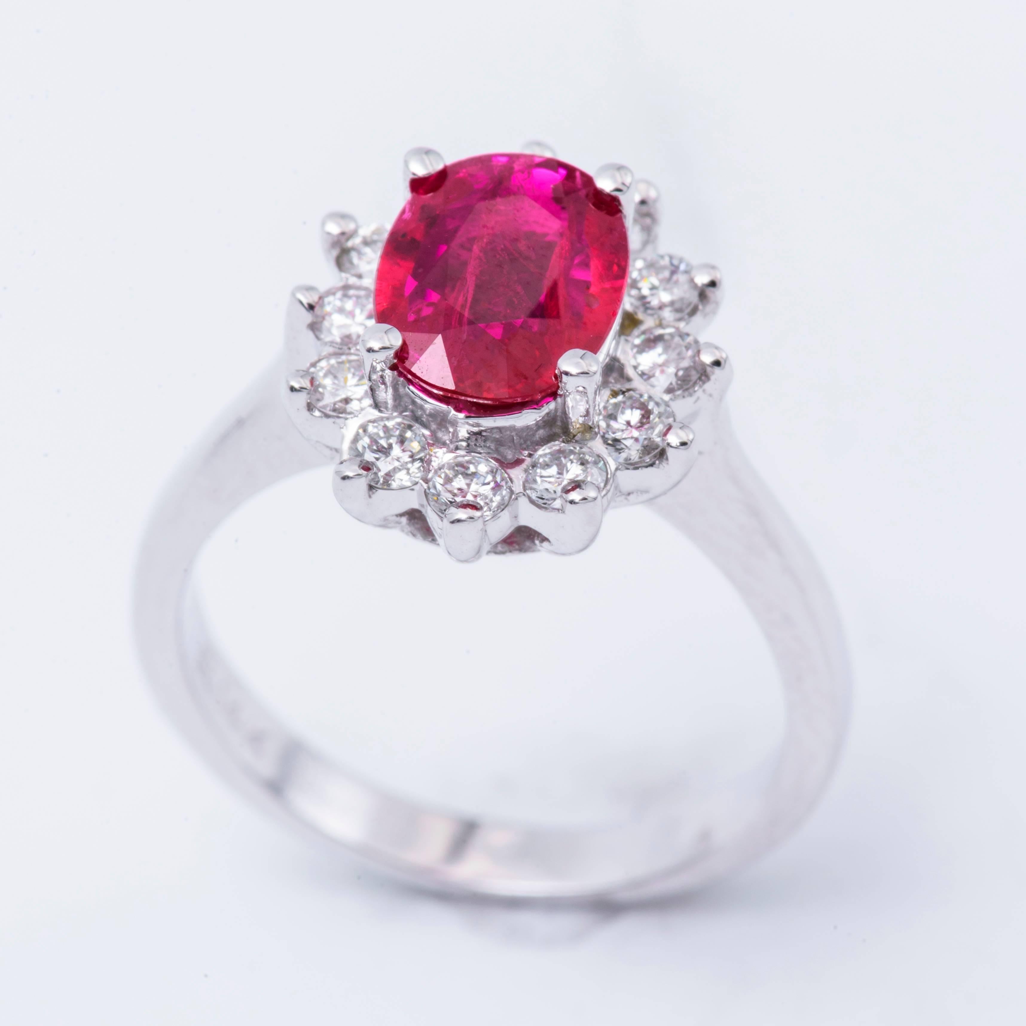 Women's Oval Ruby and Diamonds Halo Ring