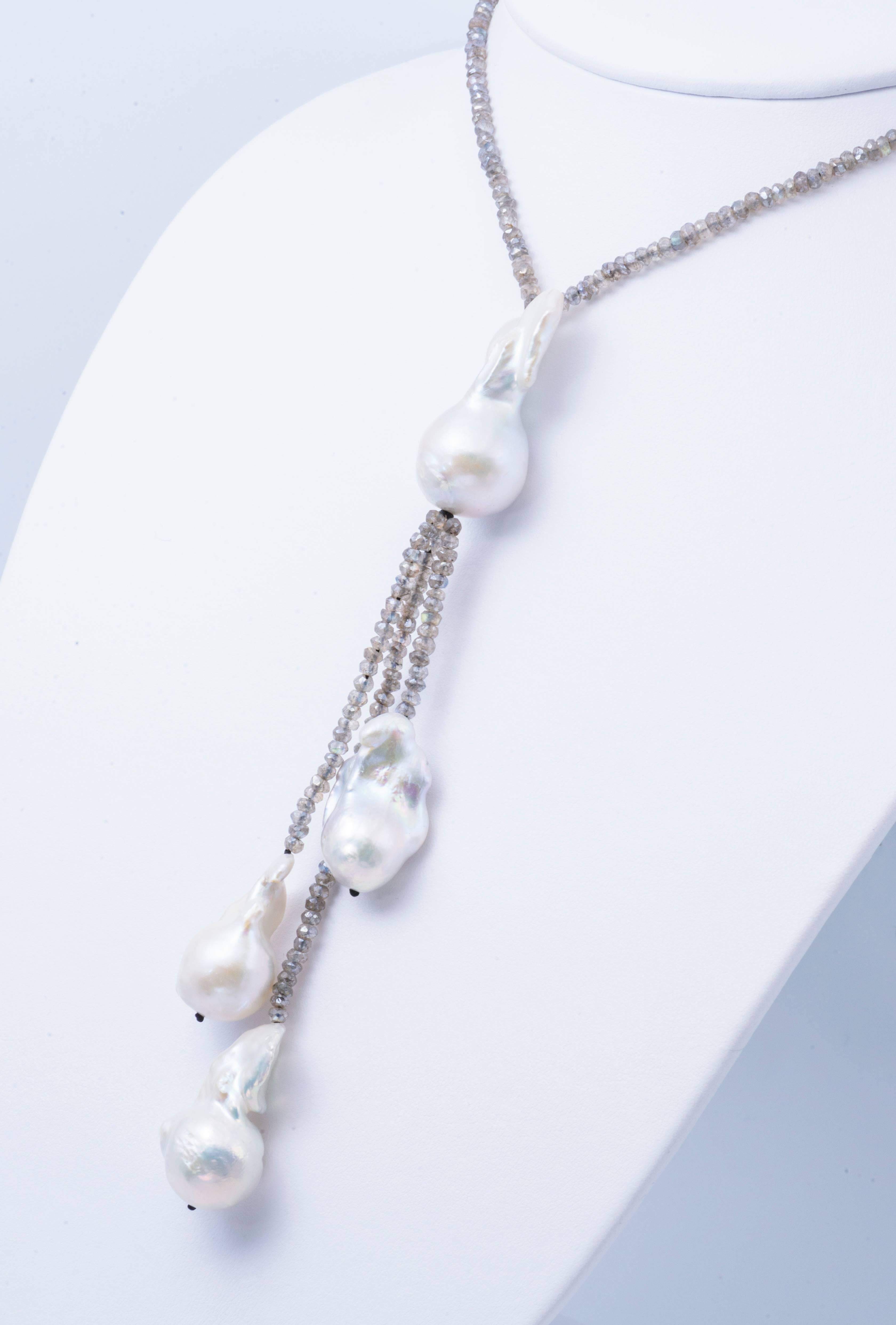 Labradorite and Baroque Pearl Necklace 3