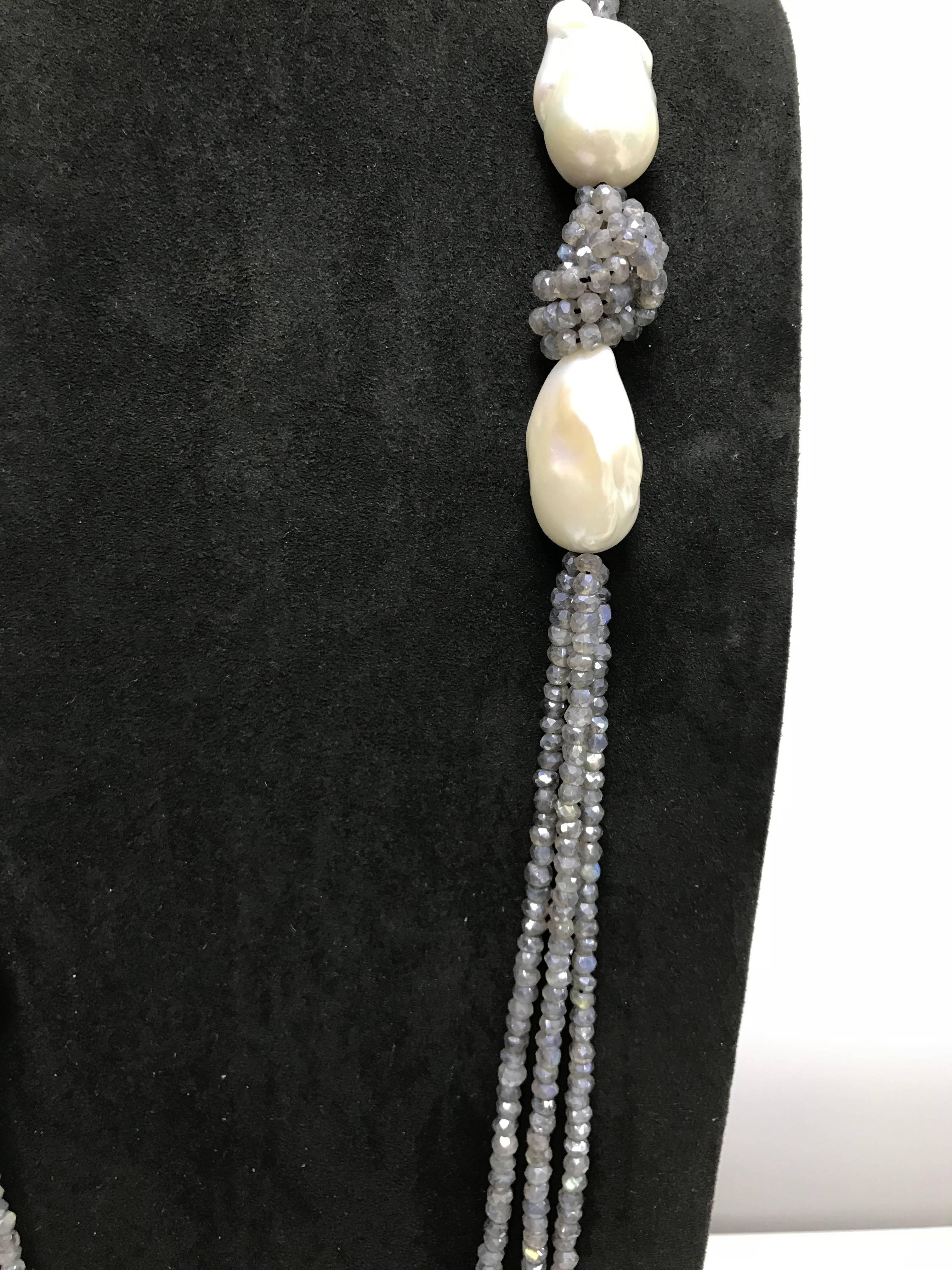 Women's Labradorite and Fresh Water Baroque Necklace