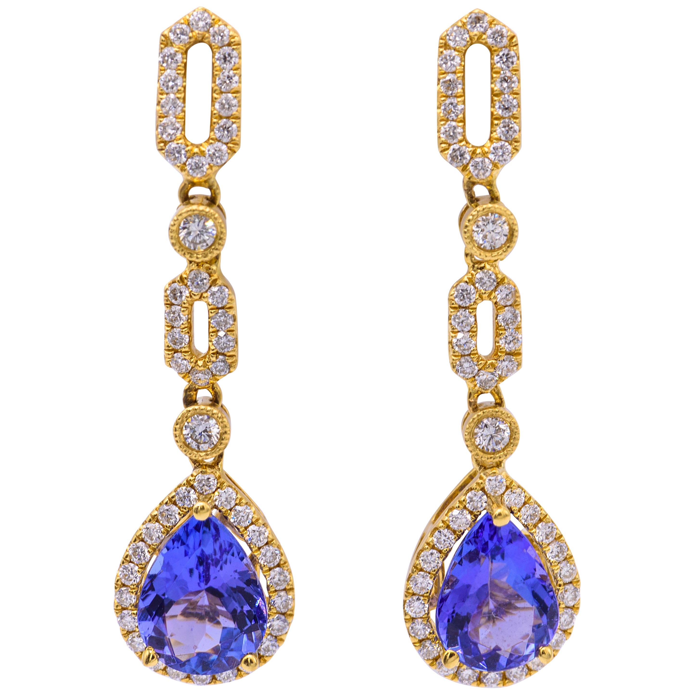 Rose Gold Diamond Dangle Earrings For Sale at 1stDibs