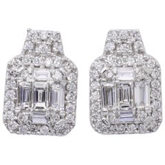Diamond Cluster Drop Stud Earrings