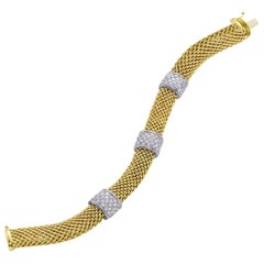 Diamond Gold Meshmerise Chic Three Square Bar Bracelet