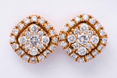 0.75 Carat Diamonds Rose Gold Cluster Stud Earrings