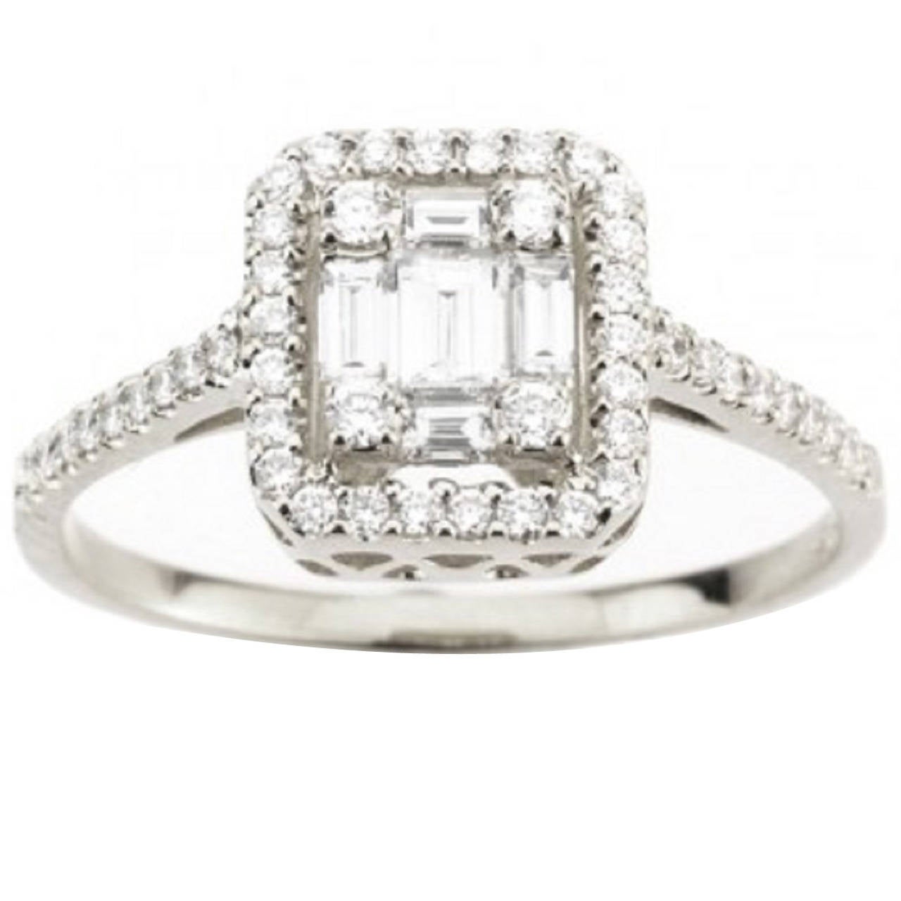 Baguette Diamond Cluster Ring For Sale