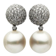 South Sea Pearl and Diamond Earring 2.56 Carat